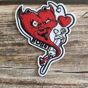 Devil Heart Retro Rockabilly Punk "Honey" Needle Tattoo 90'S Style Iron On Patch